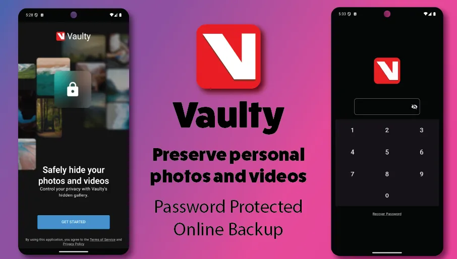 A screenshot of https://vaultyapp.com/